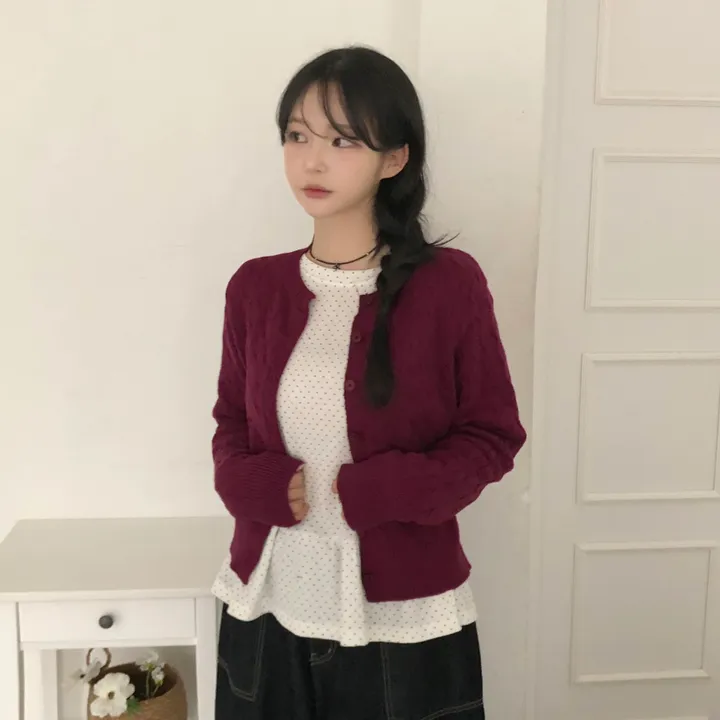 [NEW봄신상✨]데일리 라운드넥 베이직 기본 꽈배기 가디건 긴팔 9color 상세 이미지 15