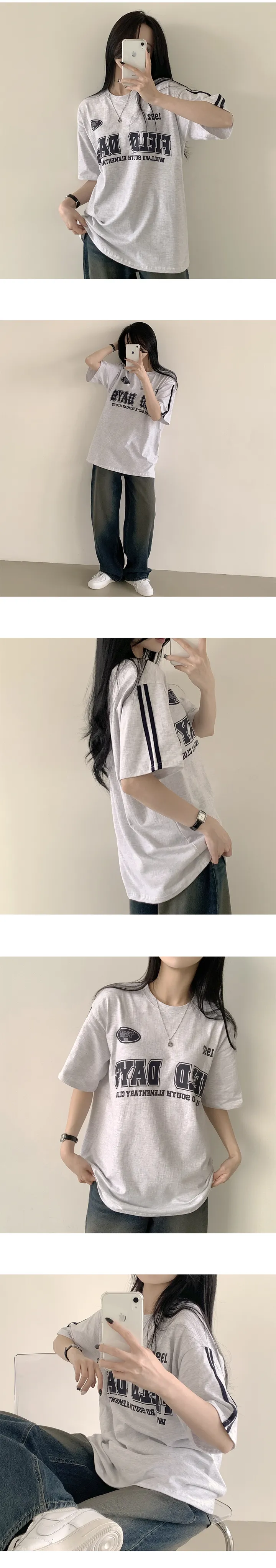 [스포티/오버핏] 확실한 포인트! 레터링 프린팅 박시 라운드 반팔티셔츠 (4color) 상세 이미지 2