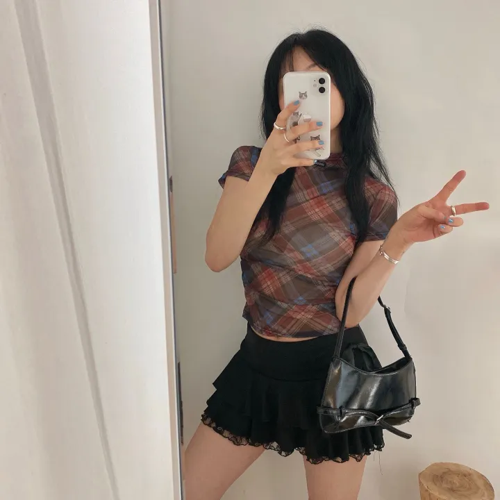 ブラックリボンレースダブルフリルミニスカート | ファッション