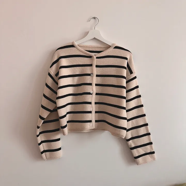 [데일리/꾸안꾸*.*] 파이 스트라이프 단가라 자켓 가디건 상세 이미지 40
