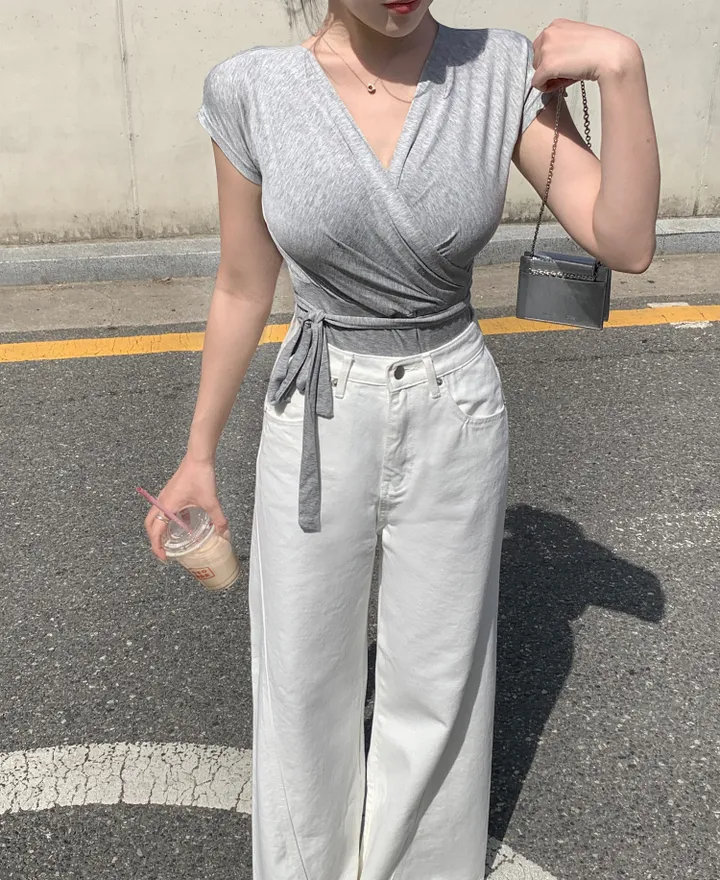 [개말라핏✨/~3XL/최저가] 사선 와이드 데님 일자청바지 하이웨스트 데님 체형커버 청바지-2col 상세 이미지 12