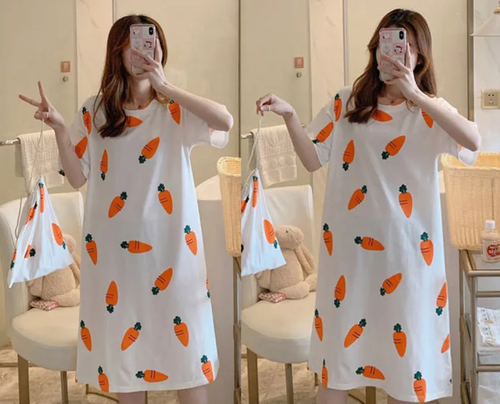 [귀여움 폭발🐥] 1+1 할인 / 6종 캐릭터 반팔 원피스 파자마 (파우치+양말 증정/FREE 사이즈) 상세 이미지 8