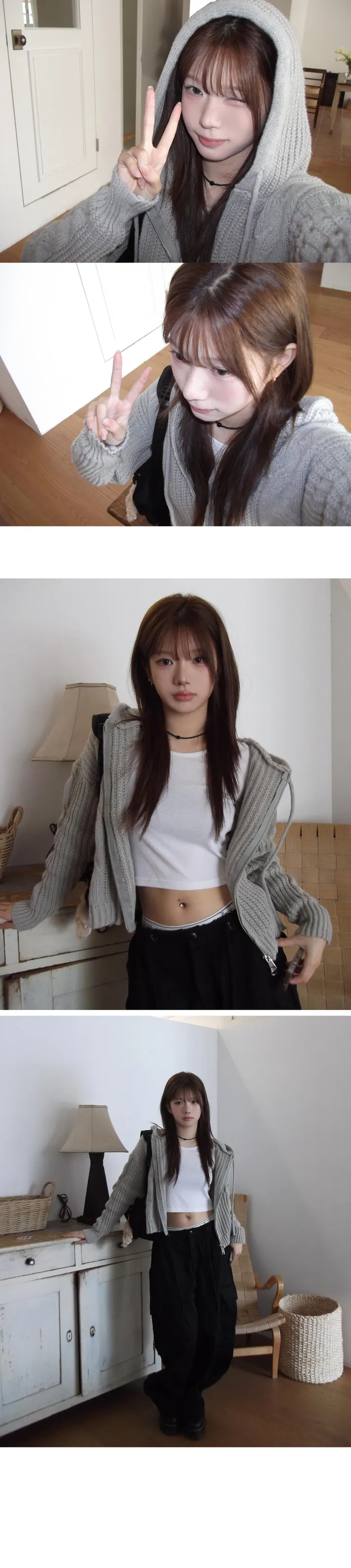 [모델극찬🖤] 꼭 소장 토미 꽈배기 투웨이 오버 니트후드집업 - 3color 상세 이미지 5