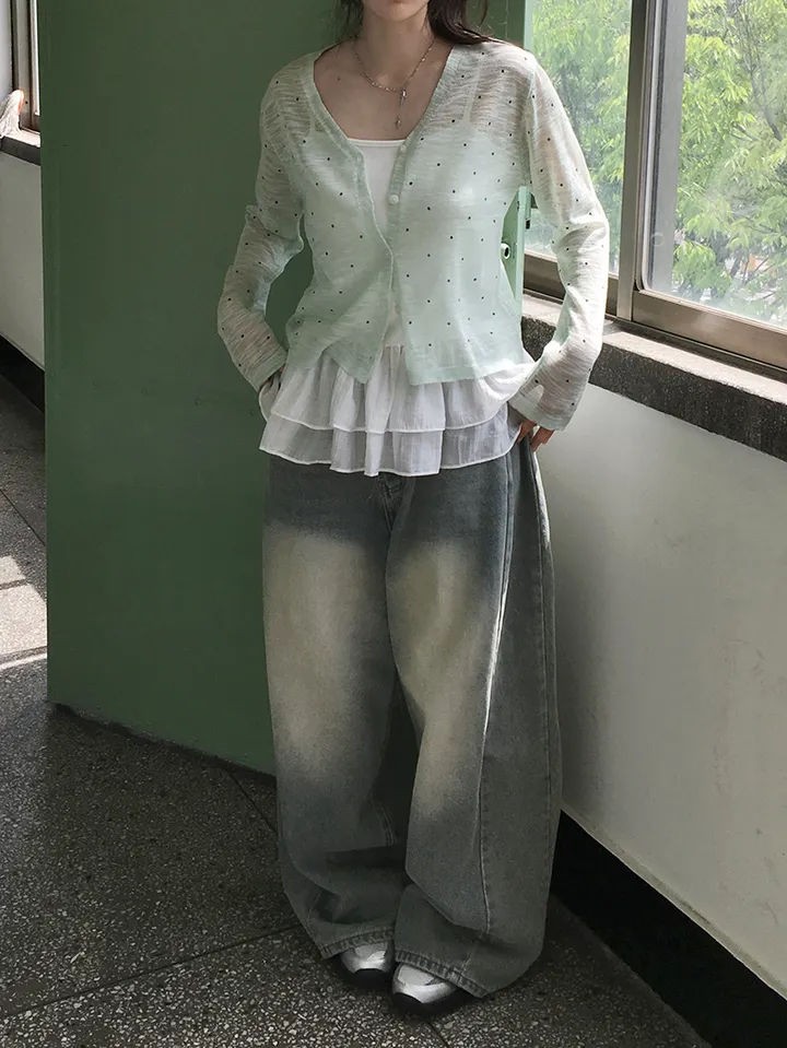 최저가![여리무드🤍시스루 도트 가디건 살안타템 여름가디건] 비비안도트시스루가디건 상세 이미지 20