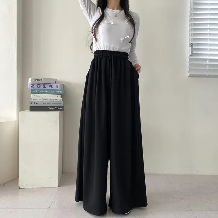 [~5XL까지💕/인생바지] 빅사이즈 허리 스트링 오버핏 통 와이드 밴딩 팬츠 상세 이미지 14