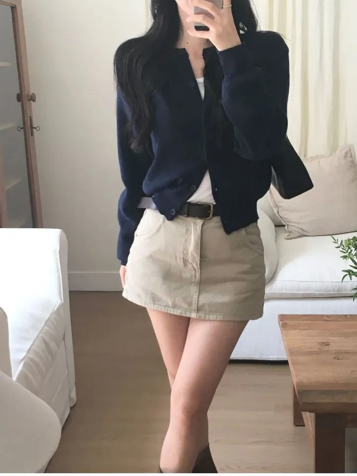 롯지 데일리 라운드 긴팔 가디건 (7color) - 가을 겨울 니트 기본 심플 베이직 버튼 간절기 아우터 상세 이미지 8