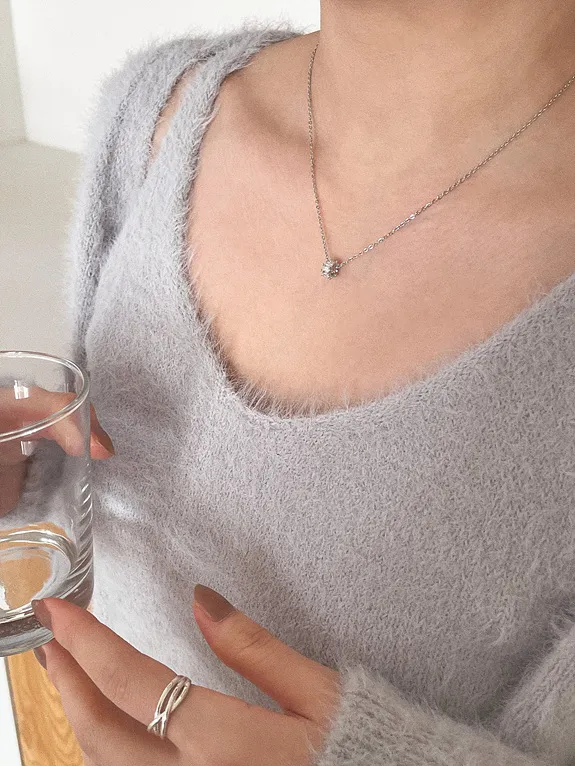 surgical steel cubic necklace 써지컬 스틸 큐빅 펜던트 목걸이 상세 이미지 4