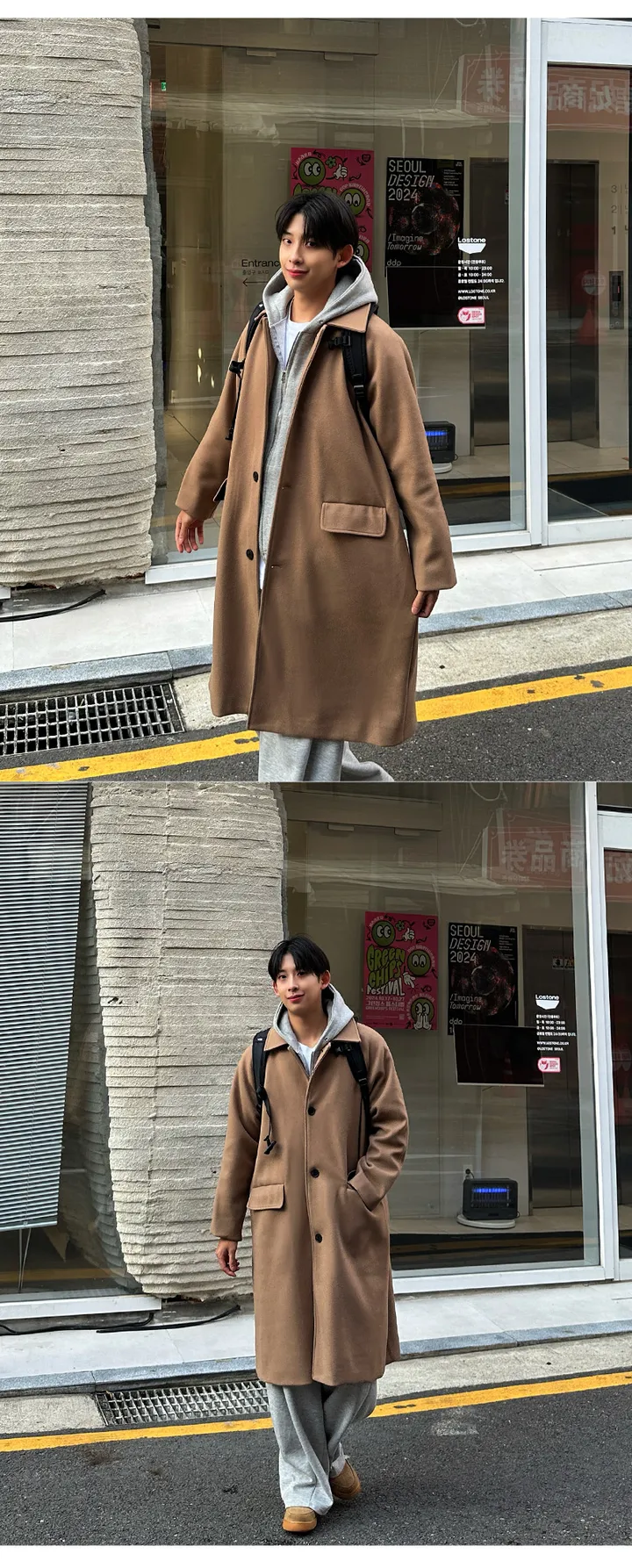 남자 빅스 오버핏 겨울 나그랑 발마칸 울 코트 상세 이미지 27