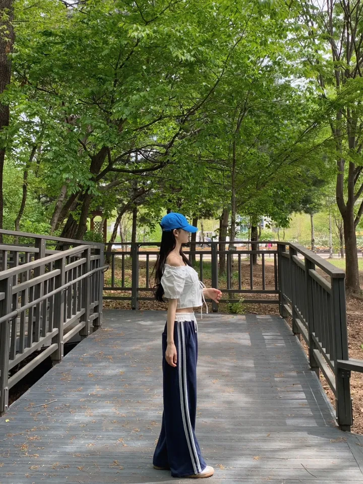 [레이스배색포인트!/국내제작] 자크 두줄 레이스 배색 하이웨스트 롱 트레이닝 츄리닝 팬츠;6color 상세 이미지 15