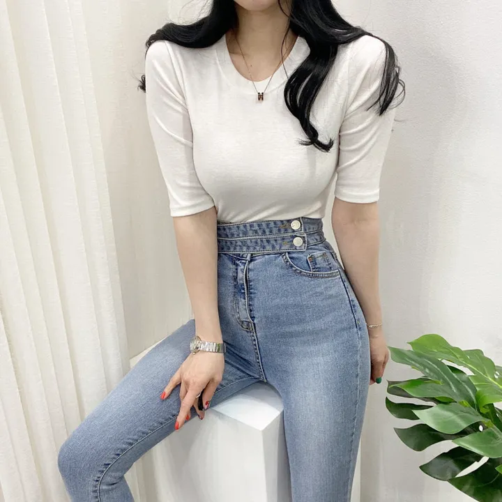 🚀당일발송🚀[묶음할인/데일리] 봄 여름 메이 부들 샤베트 5부 티셔츠 이너티 상세 이미지 8