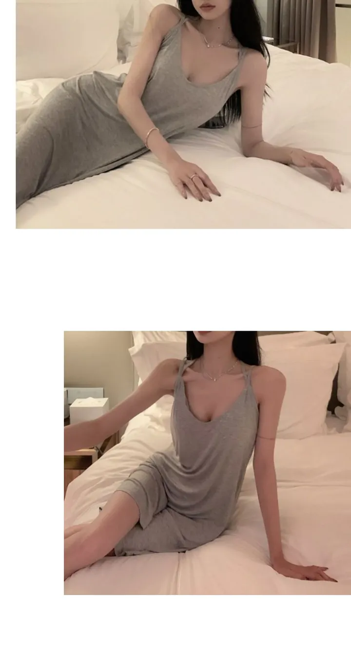 쫀득 부들 크로스 원피스 홈웨어 면원피스 섹시원피스 상세 이미지 10