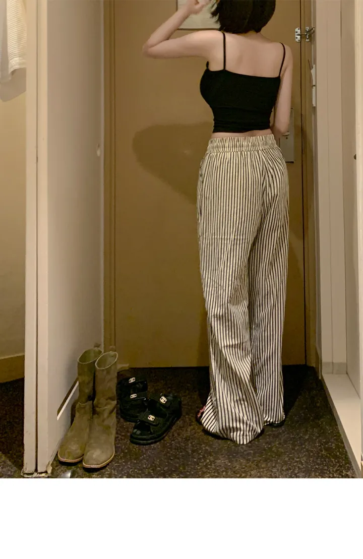 [❤주머니있음/주문폭주❤] 시어서커 스트라이프 여름 밴딩 일자 와이드 팬츠 데일리 루즈핏 꾸안꾸룩 마실룩(2color) 상세 이미지 5