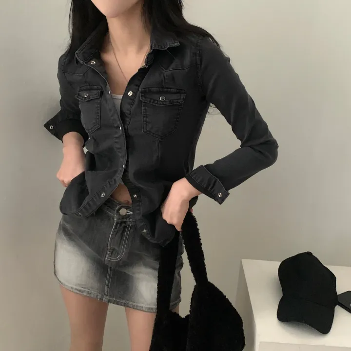 [S,M,L] 데님라인 슬림 워싱 똑딱이 데님 청자켓/셔츠남방 - 3color 상세 이미지 29