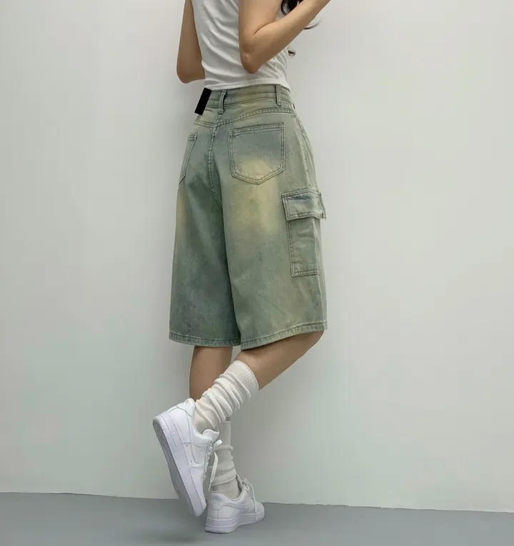 [인생버뮤다/~XL/5부기장] 버블 빈티지 워싱스트링 카고 버뮤다팬츠 5부 데님팬츠 청반바지 숏팬츠 여름팬츠 선데이이브닝 상세 이미지 18