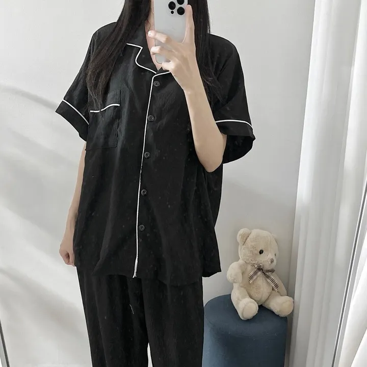 [88~110사이즈🖤신상할인] 여름 잠옷 홈웨어 봄 간절기 블랙 세트 수면 선물 커플 빅사이즈 플러즈 2XL 3XL 4XL 5XL 99 100 상세 이미지 9