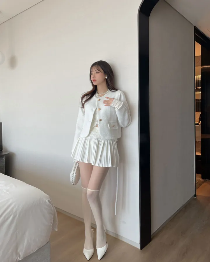 샤르망 노카라 트위드 골드 버튼 자켓 상세 이미지 4