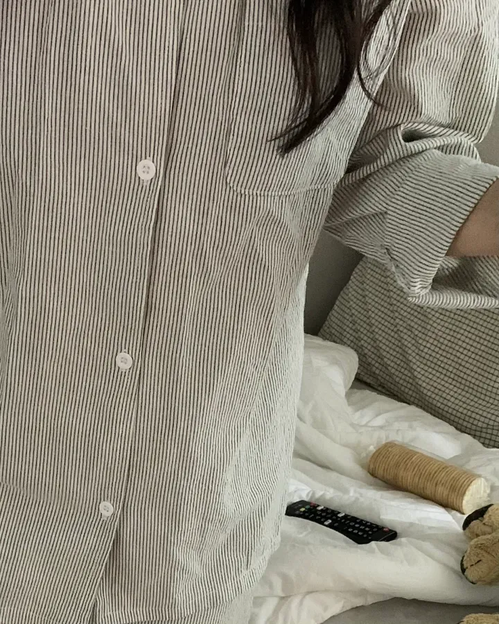 [자체제작/누적 4000장][2size] shirt pajamas set - special color!/dark grey 커플잠옷 상세 이미지 10