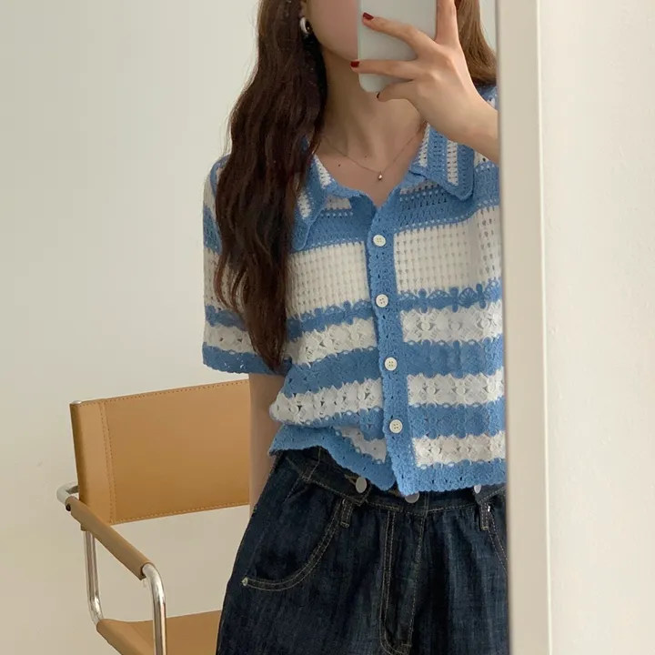 뜨개 카라 펀칭 단가라 크롭 가디건(2color) 상세 이미지 9