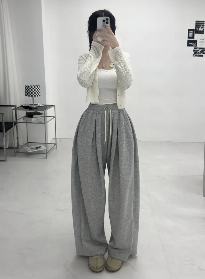[재구매율증명/3만장돌파🌸/여름강추템] 더블 허얇골넓핏 와이드 하이웨스트 핀턱 사이드핀턱 오버핏 트레이닝 밴딩 팬츠 상세 이미지 15