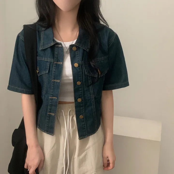 [데일리/청순무드(＊’͜’ )] 봄웨더 반팔 데님 크롭 청자켓 - 3color 상세 이미지 35