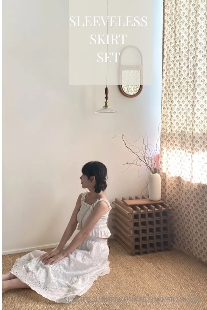 여름신상] 레이스 스모크 나시 롱  스커트 세트  여름나시 여름 롱 스커트 세트가격 1color [2pcs] 상세 이미지 32