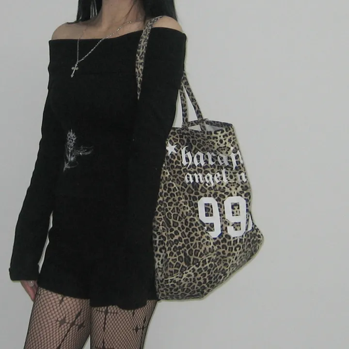 MADE / Harajuku Angel Big Bag / Y2K 갸루 빈티지 레오파드 보부상가방 레터링백 숄더백 빅백 헬스가방 여행가방 상세 이미지 5