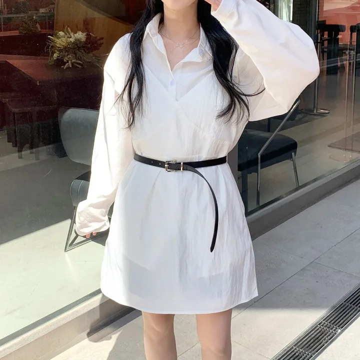[set🖤/기장조절/데이트룩] 셔츠ops+뷔스티에ops 투피스 레이어드 세트set 상세 이미지 15