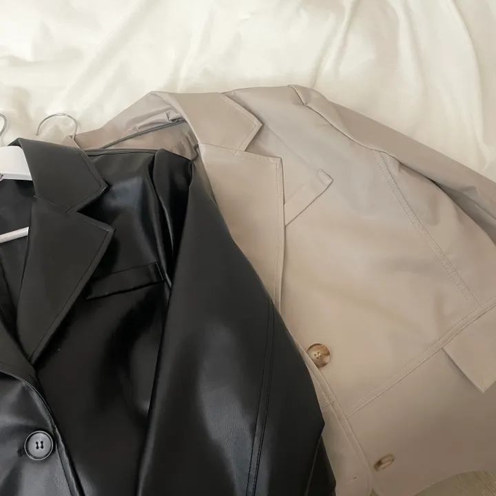[싼티광X/루즈핏] 메가 트림 레더 블레이져 자켓-2col 상세 이미지 34