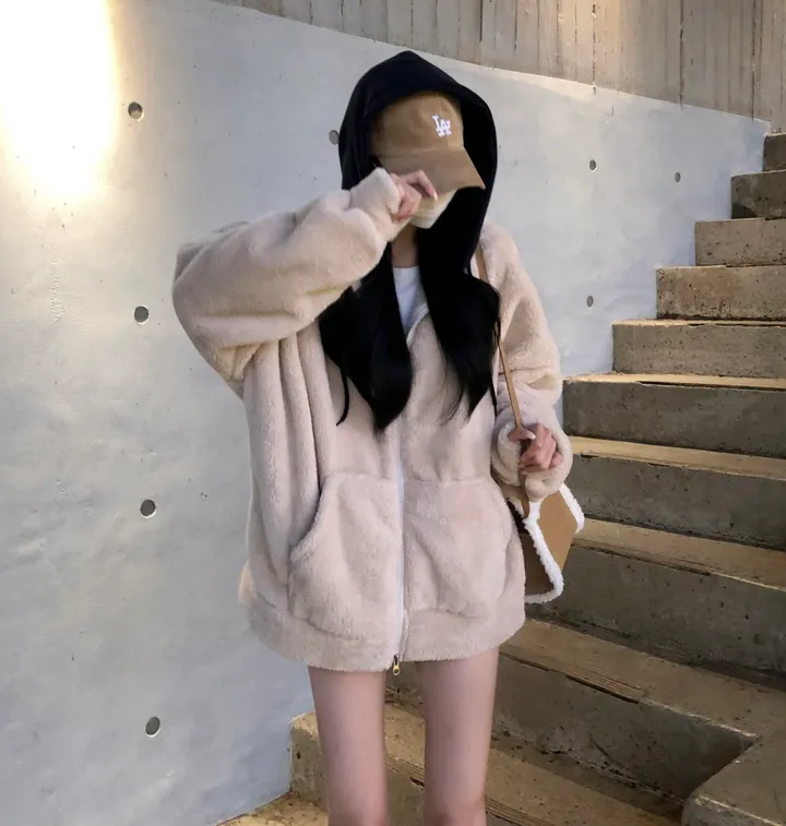 당일🚀[보온성갑/남여공용] 포근 양털 보들 플리스 투웨이 집업 곰돌이 후드 후리스 상세 이미지 33