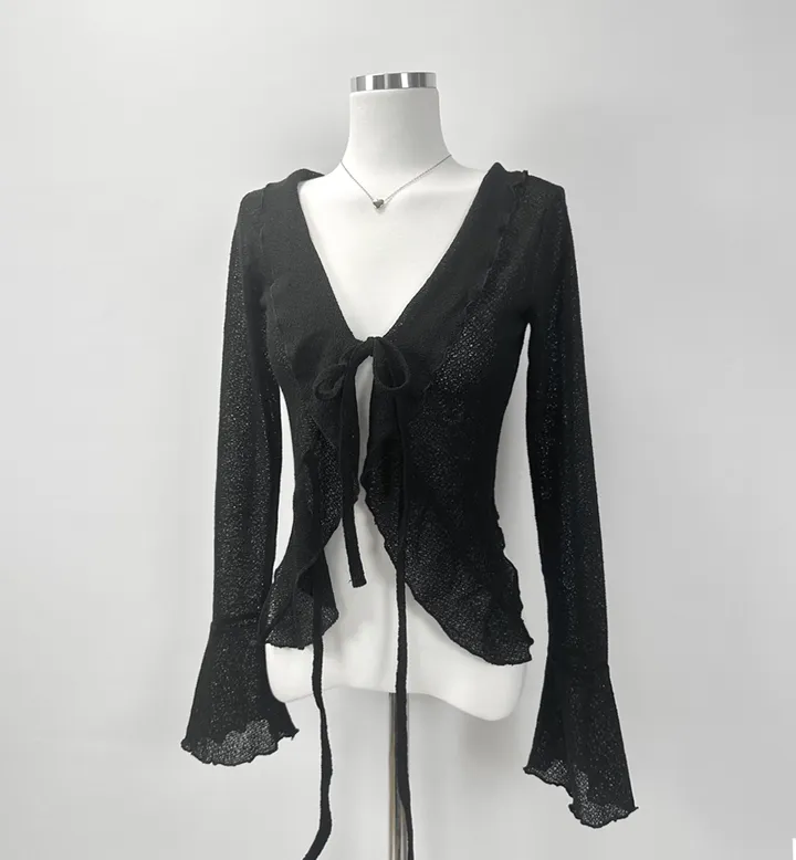 ruffle ribbon lace cardigan 러플 리본 레이스 가디건 (봄가디건, 러블리, 프릴, 니트가디건, 슬림핏, 여리여리) 상세 이미지 41