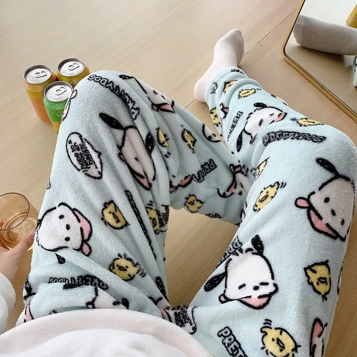 [7 캐릭터] 귀여운 캐릭터 극세사 잠옷 바지 신짱 키치 뽀짜코 쿠롬이 시나몬 피카피카 스퐁지 상세 이미지 5