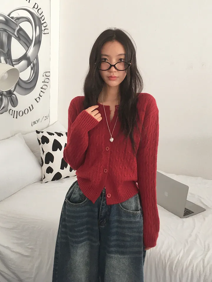 [전컬러입고!/고퀄!후기극찬❣️폭닥 케이블 꽈배기 단추니트가디건 여유핏!] 피오케이블꽈니트가디건 상세 이미지 14