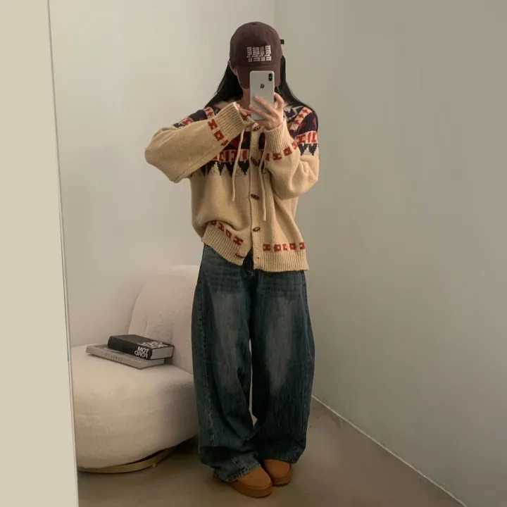 [도톰해요,!] 뉴픽 노르딕 떡볶이 자가드 후드 니트 가디건 - 3color 상세 이미지 30