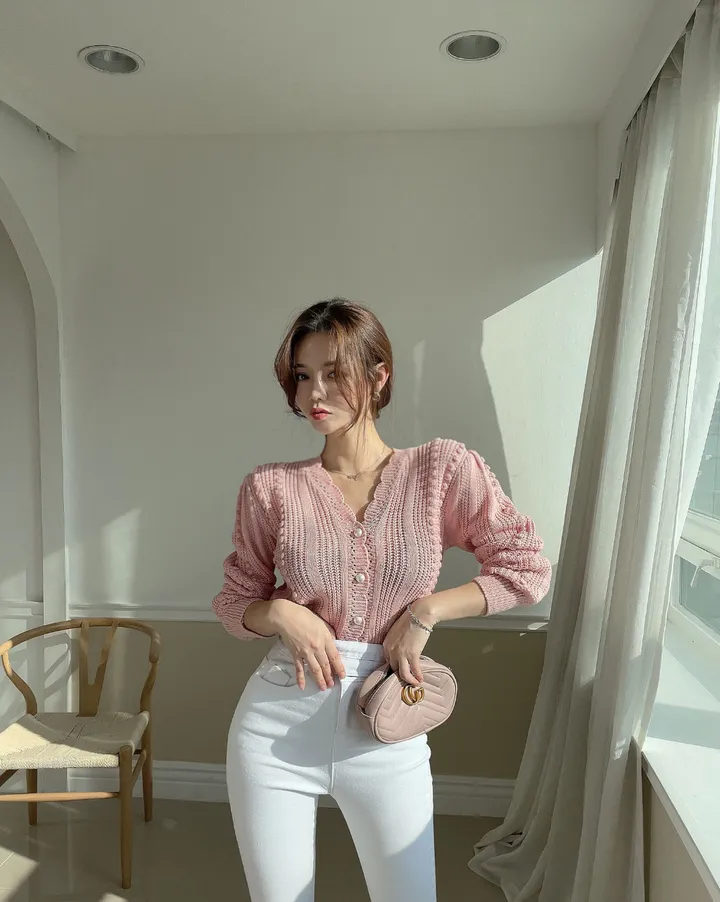 티에르 꽈배기 진주 가디건 상세 이미지 14