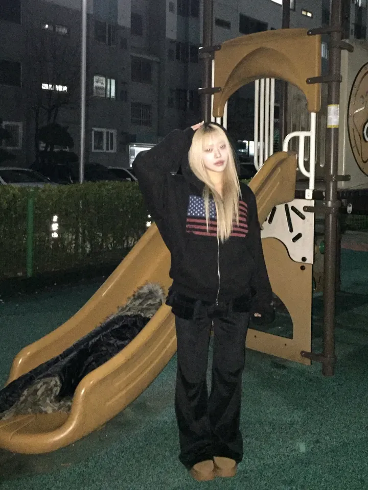 (기모ver) American flags cropped hooded zip-up [2color] 상세 이미지 17