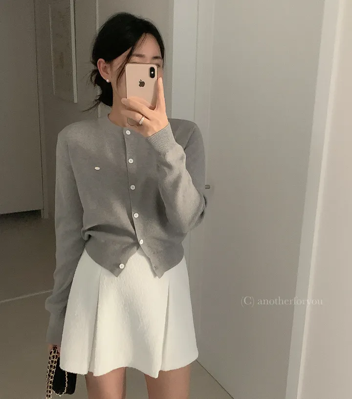 미니 심볼 펜던트 라운드 숏 가디건 4col : 어나더포유 상세 이미지 3