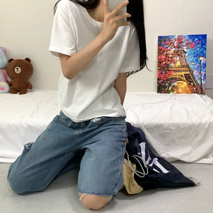 [활용도200%] 베이직 루즈핏 무지 이너 레이어드 기본 반팔티 (4col) 상세 이미지 19