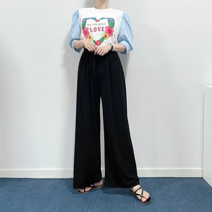 (55~99) 빅사이즈 오버핏 밴딩 와이드 팬츠 상세 이미지 14