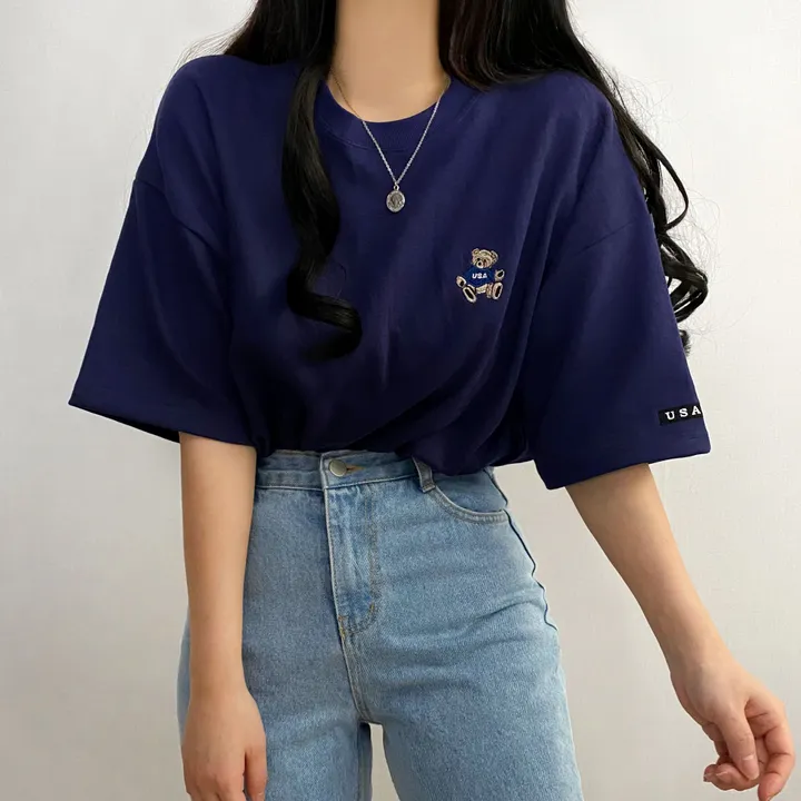 [예쁨/데일리] 베어 라벨 자수 오버핏 반팔티T 상세 이미지 24