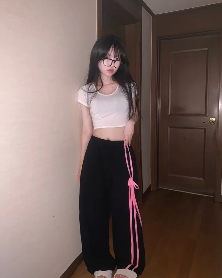 🖤블랙&핑크🩷 더블리본 핑키 롱 트레이닝 pt -3col 상세 이미지 9