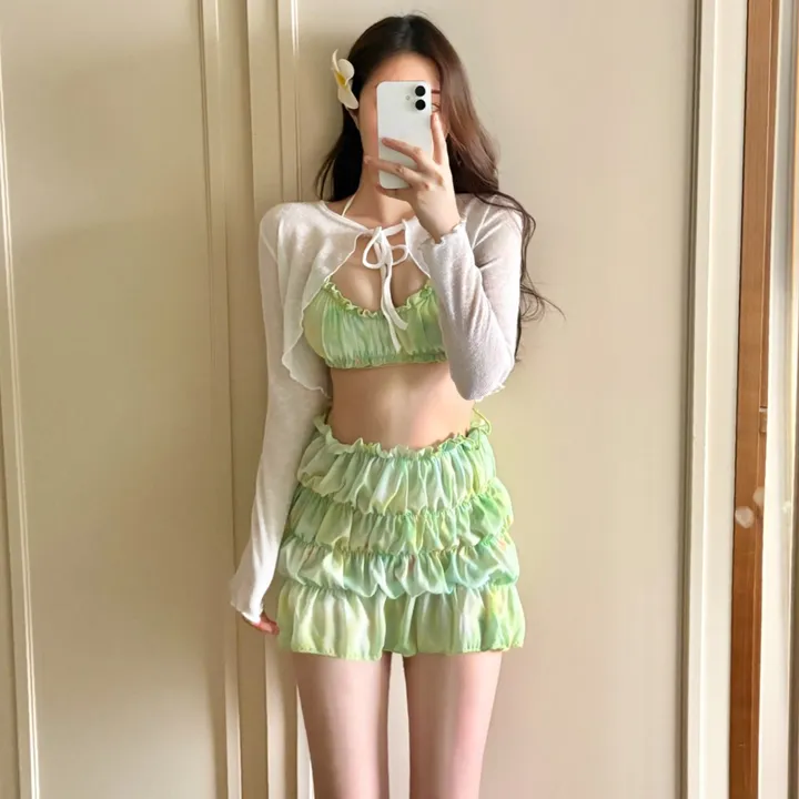(M-XL) 캉캉비키니 주름 탱키니 쓰리피스비키니 스커트비키니 상세 이미지 2