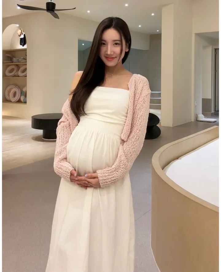 요거트 그물 니트 임산부가디건 파스텔 상세 이미지 13