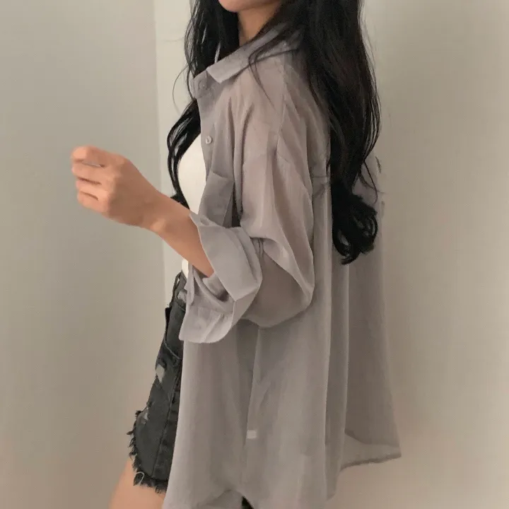 [베스트재진행] 남심저격, 시스루 루즈핏 셔츠;4col 상세 이미지 35