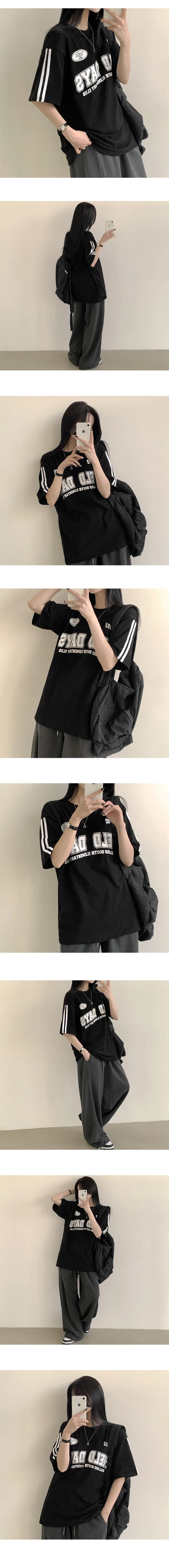 [스포티/오버핏] 확실한 포인트! 레터링 프린팅 박시 라운드 반팔티셔츠 (4color) 상세 이미지 9