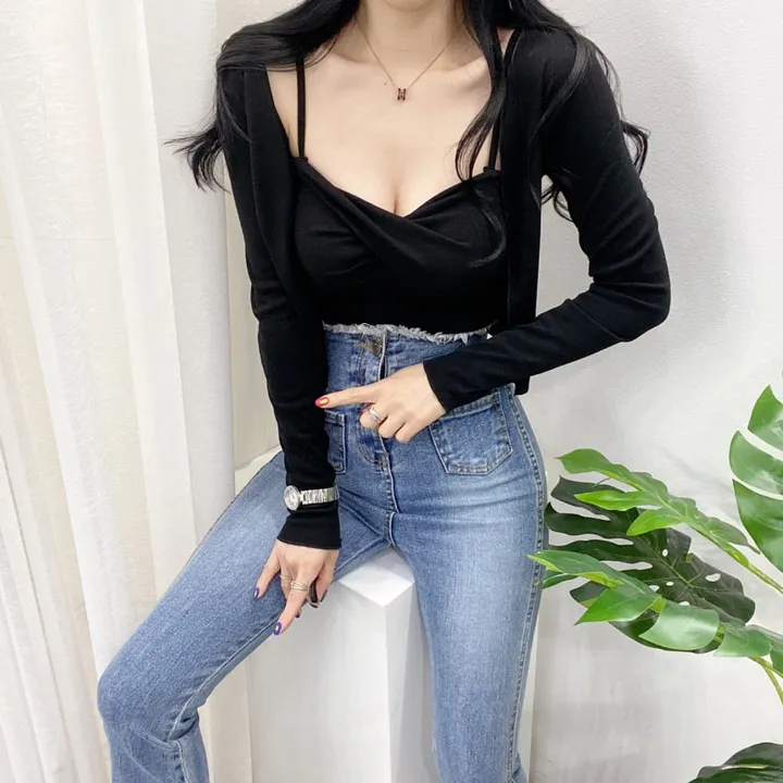 🚀당일발송🚀[몸매보정/글램룩] 봄 여름 가을 알프 숏 꽈베기 나시 가디건 세트 상세 이미지 40