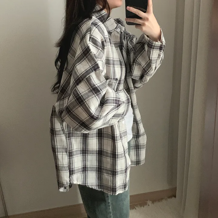 묶음할인🎈[오버핏🤍] 마가린 체크 오버 남방 상세 이미지 3