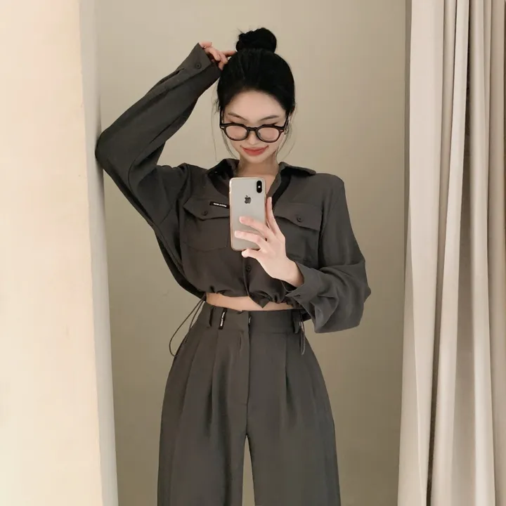 [간절기셋업!] 투웨이 포켓 스트링 남방 + 세미와이드 슬랙스 투피스 세트 2color 상세 이미지 3