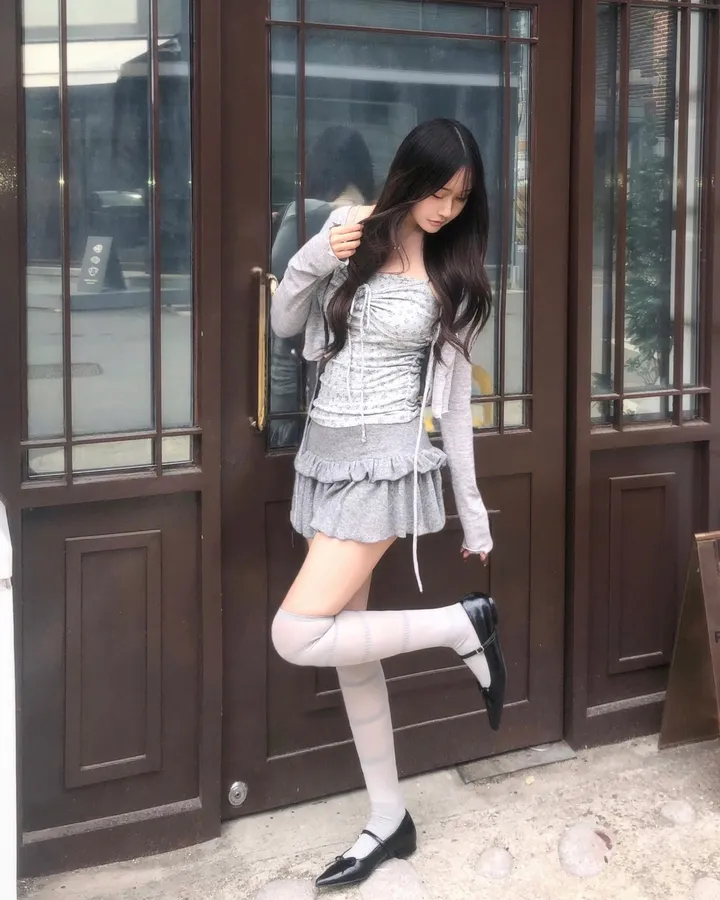 [부해보임X/여리핏..💭] 플라워 비즈 셔링 나시 볼레로 가디건 세트 *3color/최저가 상세 이미지 4