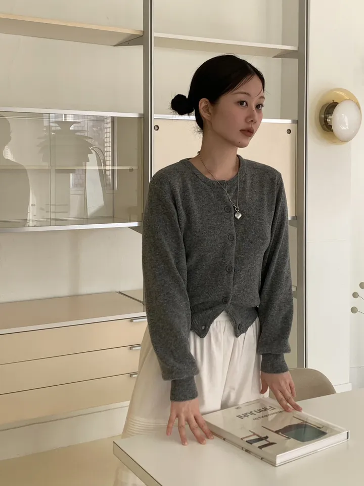 basic round cardigan (5color) 상세 이미지 4