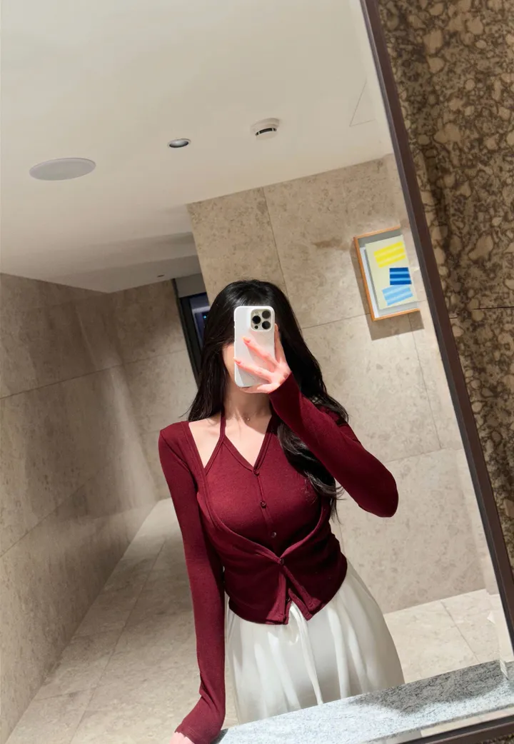 오묘한컬러감🌹*뷰엘단독* 아망 홀터넥 나시 가디건 투피스 세트 레이어드 가디건 봄가디건 상세 이미지 6